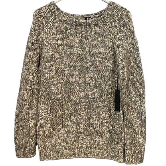 Joes Jeans Womens Barre Sweater Size S Heather Gray Alpaca Blend Rhinestones NWT - Picture 1 of 12